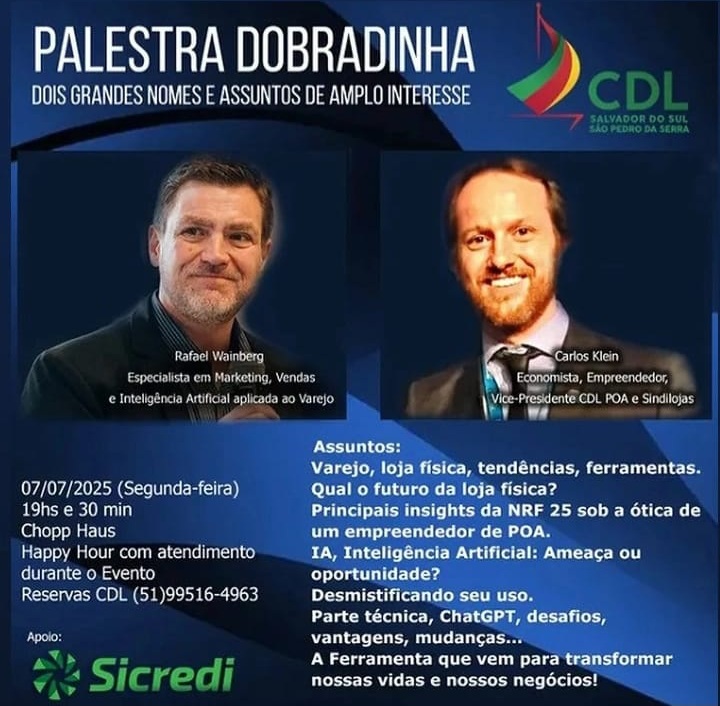 Dobradinha de palestras aborda temas importantes do comércio em Salvador do Sul e São Pedro da Serra