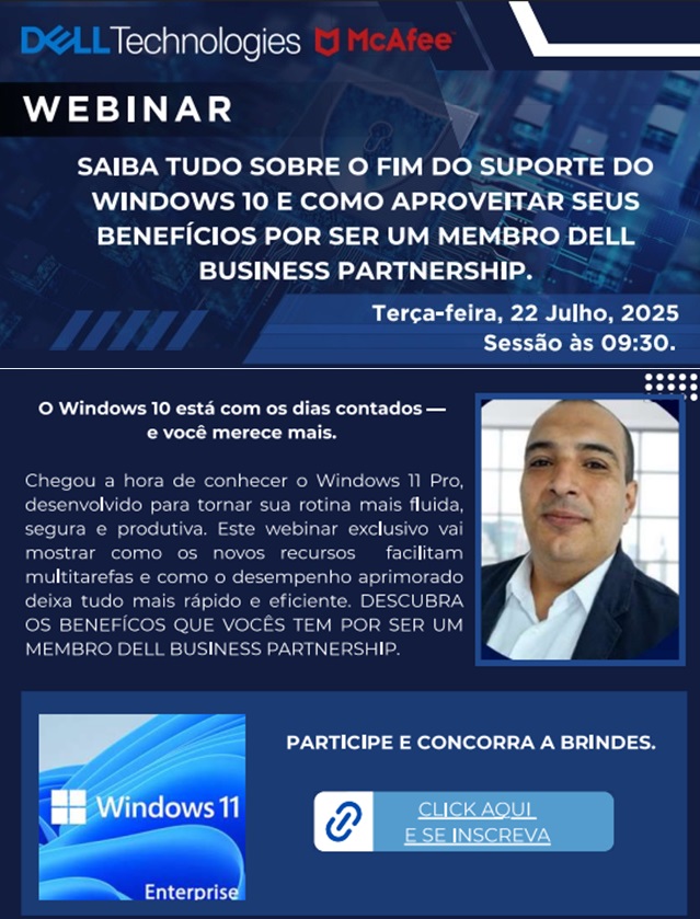 Webinar da Dell Technologies mostra tudo sobre o fim do suporte do Windows 10