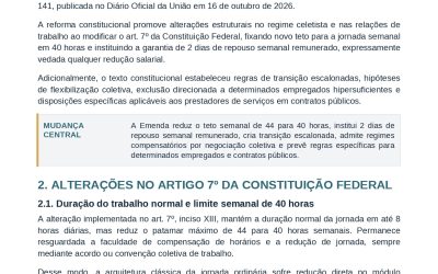 Análise da Emenda Constitucional nº 141, que trata da redução da jornada semanal de trabalho